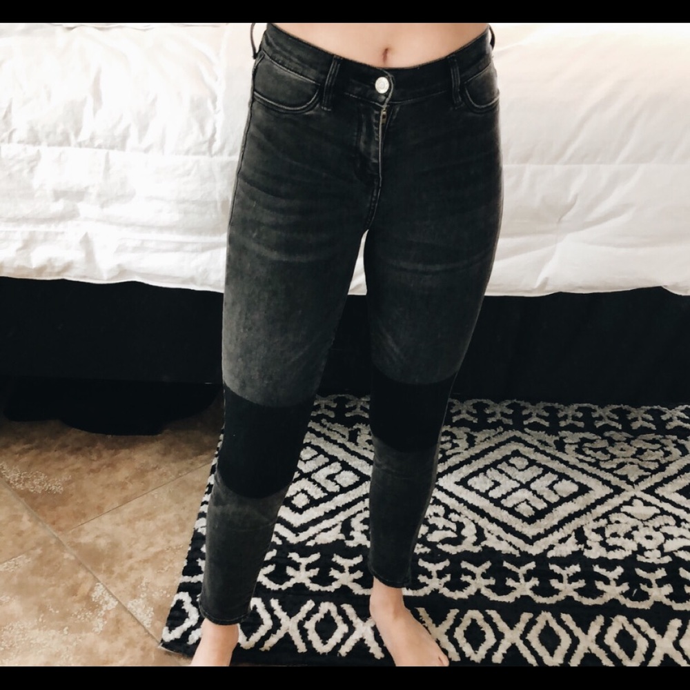 patch black and grey skinny jeans